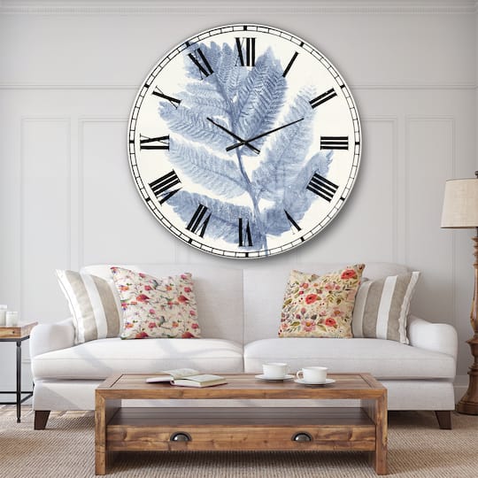 Designart Forest Ferns Blue Wall Clock